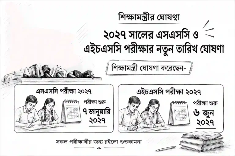 পরীক্ষার নতুন তারিখ ঘোষণা: এসএসসি ৭ জানুয়ারি শুরু