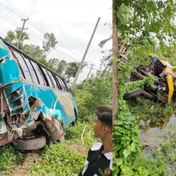 বগুড়ায় বাস ট্রাক সংঘর্ষে