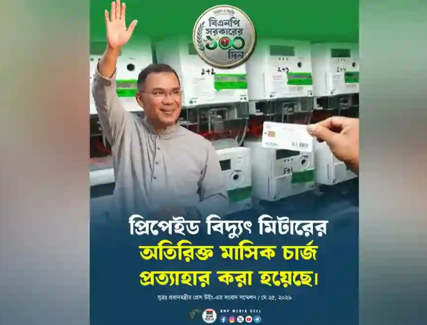 প্রিপেইড বিদ্যুৎ মিটারের চার্জ প্রত্যাহার