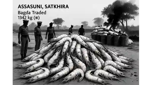 অপদ্রব্য পুশকৃত চিংড়ি জব্দ: সাতক্ষীরায় বিনষ্ট