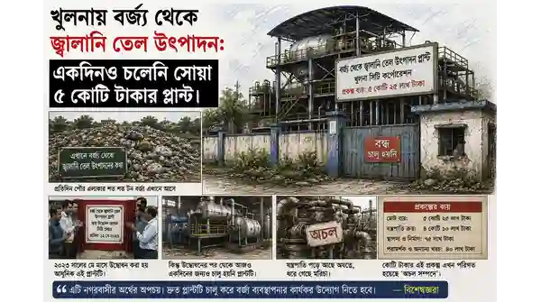 খুলনার বর্জ্য থেকে জ্বালানি প্লান্ট: ৩ বছরেও অচল